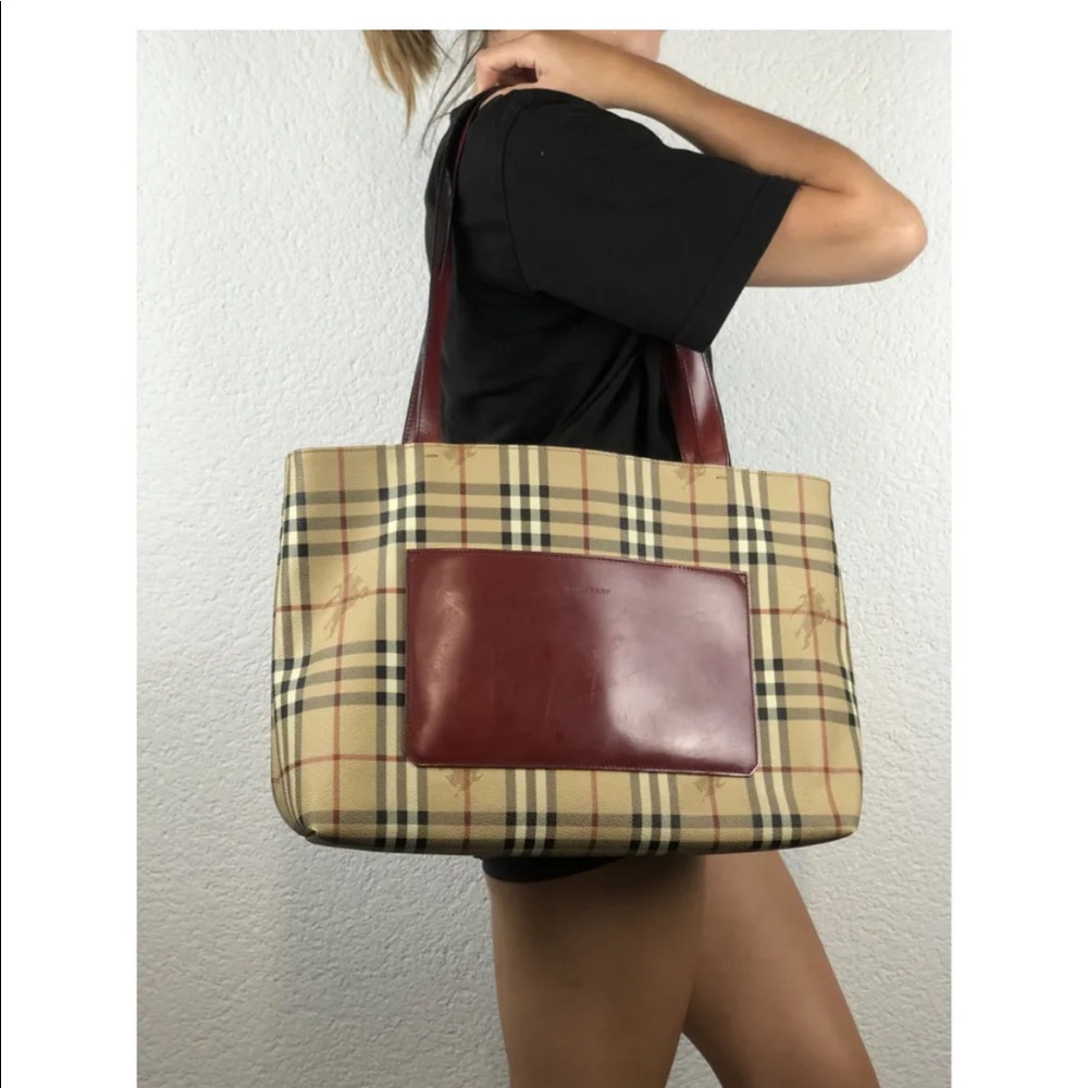 BURBERRY NOVA CHECK CANVAS RED BAG